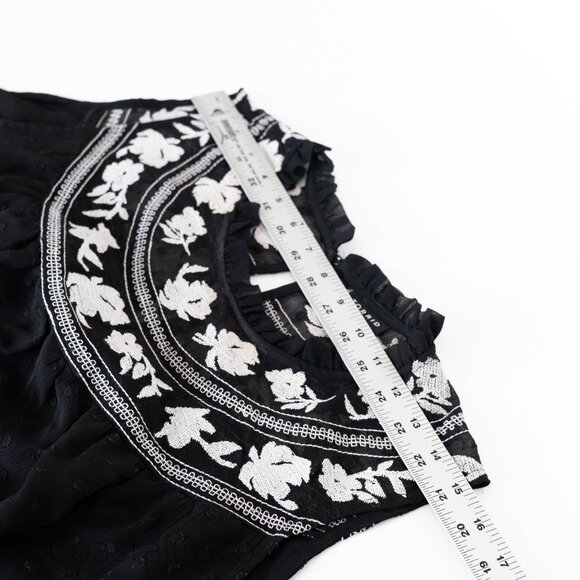 Torrid Size 2 Clip Dot Embroidered Tank Chiffon Black Festival Office Romantic - Picture 6 of 9